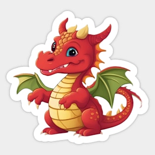 Joyful Crimson Dragon: A Smiling Delight Sticker